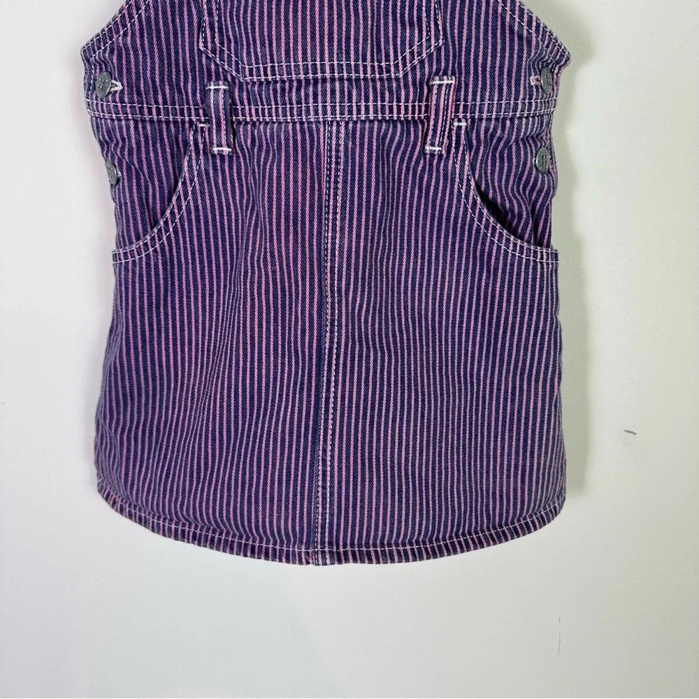 Oshkosh B'Gosh Vintage Toddler Girl Skirtalls Pinstripe Denim Dress Size 2 T